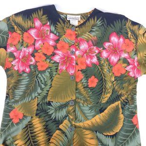 Vintage Connections Green Hawaiian Button Up Shirt